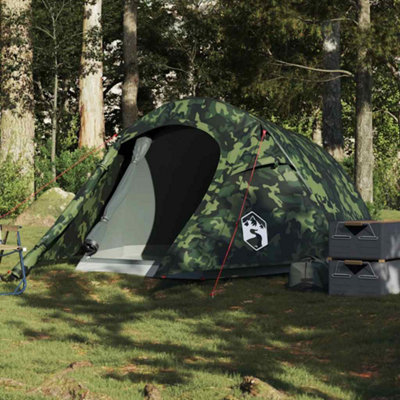 Walplus Lightweight And Portable Camping Tent Tunnel 3-Person Camouflage Waterproof
