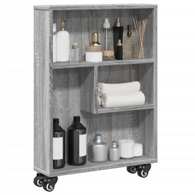 Walplus Narrow Storage Trolley Grey Sonoma 48X13X68 Cm Engineered Wood