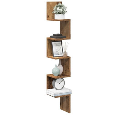 Walplus Wall Corner Shelf Old Wood 20X20X127.5 Cm Engineered Wood from B&Q