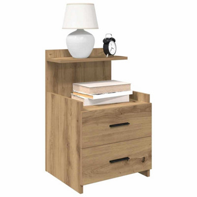 Walplus Bedside Cabinets 2 Pcs With 2 Drawers Artisan Oak 40X36.5x62 Cm