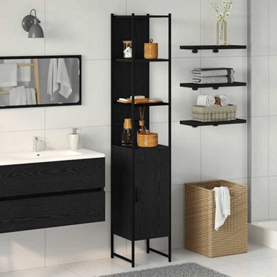 Walplus Bathroom Cabinet Black Oak 33 X 33 X 185.5 Cm Engineered Wood from B&Q
