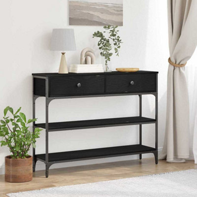 Walplus Console Table With Drawer With Shelf Black Oak 100 X 25 X 75 Cm from B&Q
