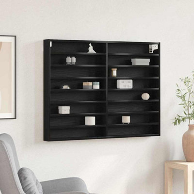 Walplus Display Cabinet Black Oak 100 X 8.5 X 75 Cm Engineered Wood