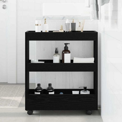 Walplus Narrow Storage Trolley Black Oak 60 X 18 X 70 Cm