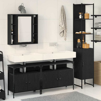 Walplus Bathroom Cabinet Set Other 4 Pcs Black Oak 33 X 33 X 185.5 Cm from B&Q