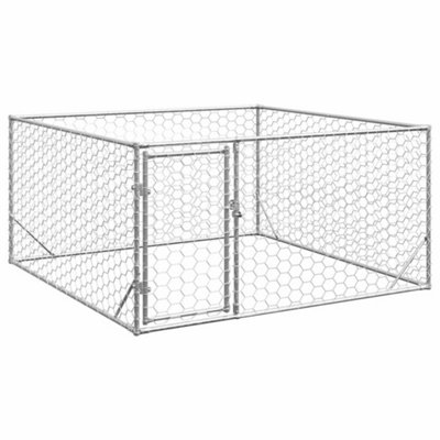 Walplus Galvanised Steel Outdoor Dog Kennel With Door 2X2X1 M from B&Q