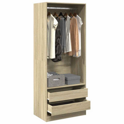 Vidaxl Wardrobe Sonoma Oak 80X50X200 Cm Engineered Wood from B&Q