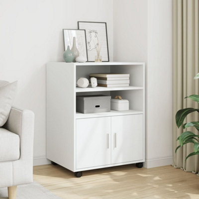 Vidaxl Rolling Cabinet White 60X48X81 Cm Engineered Wood from B&Q