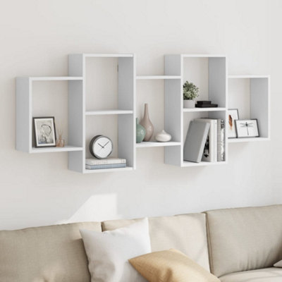 Vidaxl (White, 159 X 18 X 65 Cm) Wall Shelf Floating Shelf Wall Storage Shelf Engineered Wood - Image 3