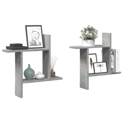 B&Q -  Wall Shelves 2 Pcs Concrete Grey 50X12X50 Cm Engineered Wood