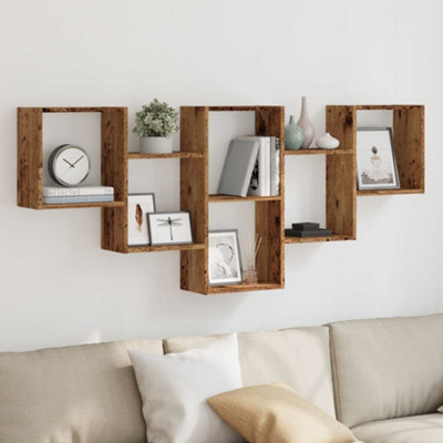vidaXL - Wall Shelf - 6 Open Shelves - Brown - Image 3