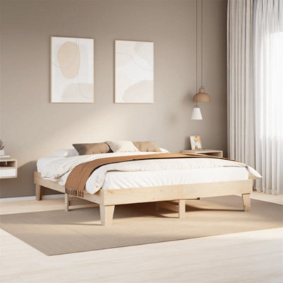 Vidaxl Bed Frame Without Mattress 200X200 Cm Solid Wood Pine from B&Q