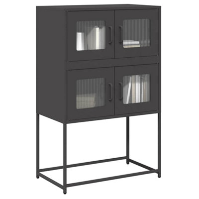 B&Q -  Highboard Black 68X39X107 Cm Steel