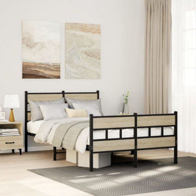 B&Q -  Metal Bed Frame Without Mattress Sonoma Oak 120X190 Cm Small Double