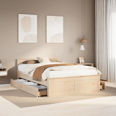 Vidaxl Bed Frame Without Mattress With Headboard 150X200 Cm King Size Solid Wood Pine from B&Q