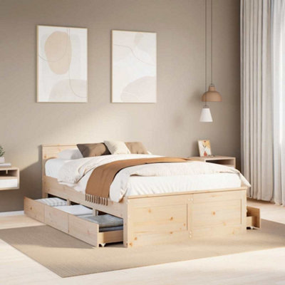 VIDAXL Solid Pine Wood Bed Frame - Brown - Extra Small - Image 3