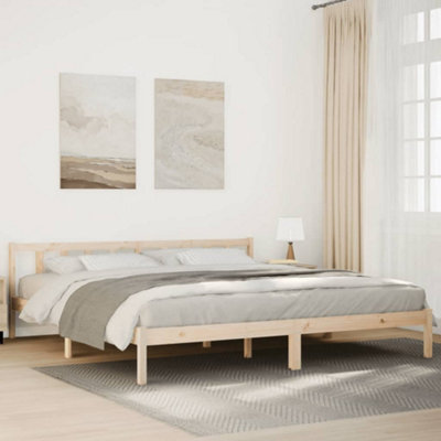 Vidaxl (Natural, 200 X 210 Cm) Bed Frame Home Bedstead Bed Base Mattress Foundation Solid Pinewood - Image 3