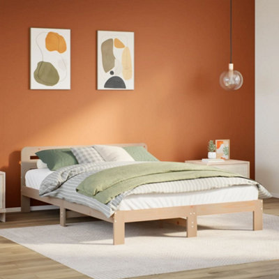 B&Q -  Bed Frame Without Mattress 135X190 Cm Double Solid Wood Pine