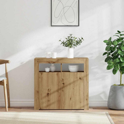 B&Q -  Sideboard With Led Lights Artisan Oak 80X35X75 Cm Engineered Wood