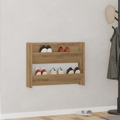 B&Q -  Wall Shoe Cabinet Artisan Oak 80X18X60 Cm Engineered Wood