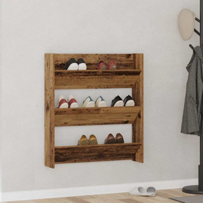 B&Q -  Wall Shoe Cabinet Old Wood 80X18X90 Cm Engineered Wood