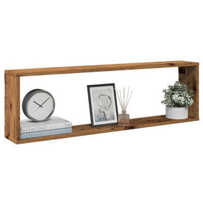 Vidaxl Wall Cube Shelves 2 Pcs Old Wood 100X15X30 Cm Engineered Wood from B&Q