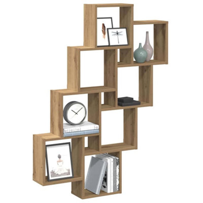 B&Q -  Wall Cube Shelf Artisan Oak 90X15X119.5 Cm Engineered Wood