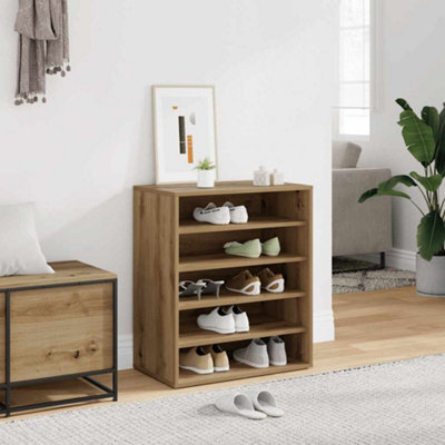 VIDAXL Shoe Cabinet in Artisan Oak 60x35x70 cm, 5-Shelf Engineered Wood Storage Unit for Hallways and Living Rooms - Image 3