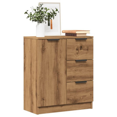 VIDAXL Artisan Oak Sideboard - 3 Drawers - Brown - 70 x 60 x 30cm - Image 4