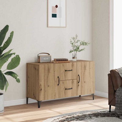 vidaXL Artisan Oak Sideboard - 2 Door, 2 Drawer - 100x36x60cm - Brown - Image 4