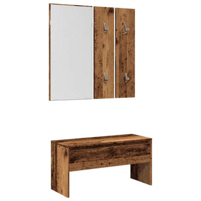 B&Q -  Hallway Furniture Set Old Wood Engineered Wood