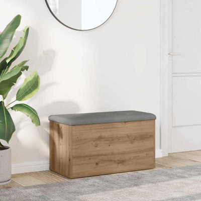B&Q -  Storage Bench Artisan Oak 82X42X45 Cm Engineered Wood