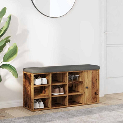 B&Q -  Shoe Bench Old Wood 102X32X50 Cm Engineered Wood