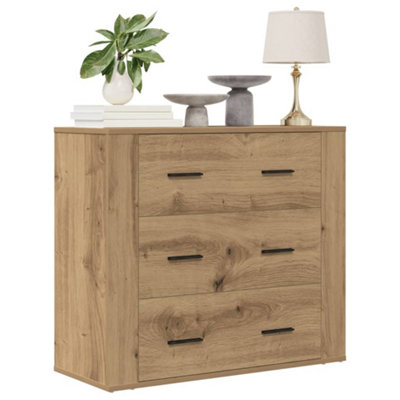 B&Q -  Sideboard Artisan Oak 80X33X70 Cm Engineered Wood