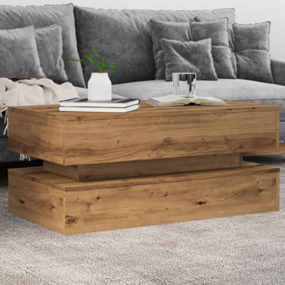 B&Q -  Coffee Table With Led Lights Artisian Oak 90X50X40 Cm