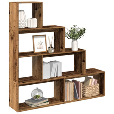 B&Q -  Room Divider Bookcase 4-Tier Old Wood 143.5X29X143.5 Cm Engineered Wood