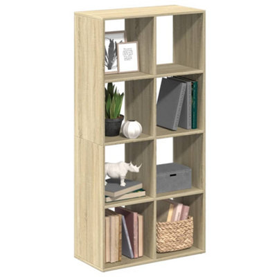 vidaXL - Room Divider Bookcase - 8 Compartment Storage Shelf - 69.5 x 29 x 137.5 cm - Sonoma Oak - Image 3