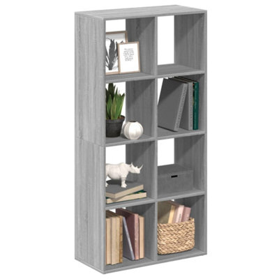 vidaXL - Room Divider Bookcase - 8 Compartment Storage Shelf - Grey - 69.5x29x137.5 cm - Image 3