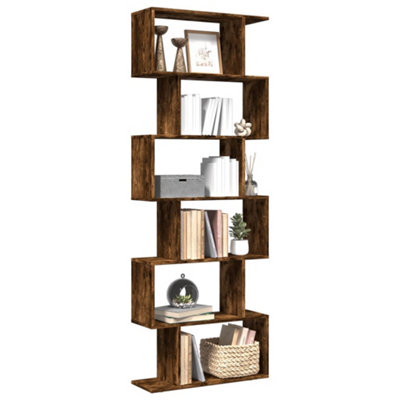 B&Q -  Room Divider Bookcase 6-Tier Smoked Oak 70X24X193 Cm Engineered Wood