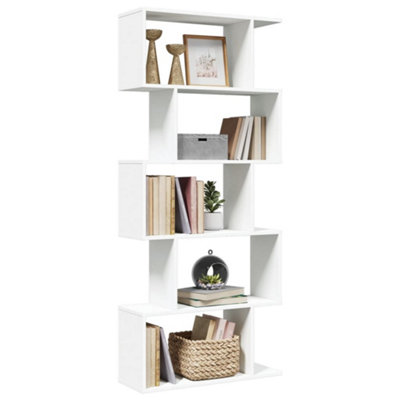 B&Q -  Room Divider Bookcase 5-Tier White 70X24X161 Cm Engineered Wood