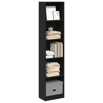Vidaxl Black Bookcase 40X24x176 Cm Engineered Wood