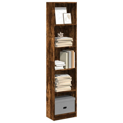 Vidaxl (Smoked Oak, 40 X 24 X 176 Cm) Book Cabinet Display Rack Bookshelf Storage Shelf Rack Engineered Wood - Image 3