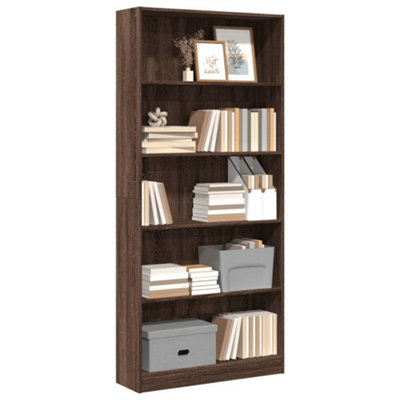 Vidaxl Brown Bookcase Oak 80X24x176 Cm Engineered Wood