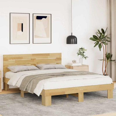 Vidaxl Bed Frame With Headboard Without Mattress 160X200 Cm Solid Wood Oak from B&Q