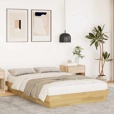 Vidaxl Bed Frame Without Mattress 120X200 Cm Solid Wood Oak