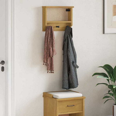 B&Q -  Wall-Mounted Coat Rack Sandnes 45X12X35 Cm Solid Wood Pine