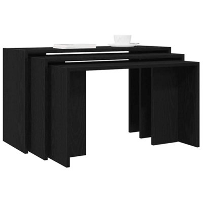B&Q -  Nesting Tables 3 Pcs Black Engineered Wood Nesting Tables