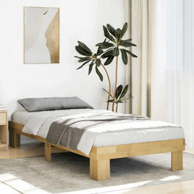 B&Q -  Bed Frame Without Mattress 75X190 Cm Small Single Solid Wood Oak