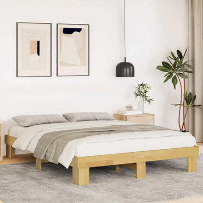 Vidaxl Bed Frame Without Mattress 135X190 Cm Solid Wood Oak from B&Q