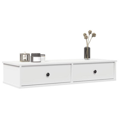 B&Q -  Wall Shelf With Drawers White 100X37.5X19 Cm Engineered Wood